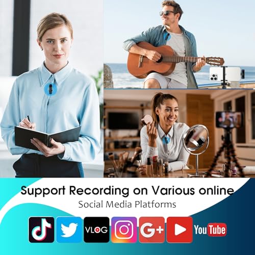 Wireless Lavalier Lapel Microphone for iPhone 15/Android/Computer - Bluetooth Mini Phone Mic for Video Recording, Clip-on USB C Microphones for YouTube Tiktok Podcast Vlog & Livestream