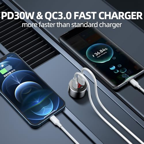Bluetooth V5.4 AUX Car Adapter FM Transmitter | All-Metal, No Static Noise,PD&QC Fast Charger,