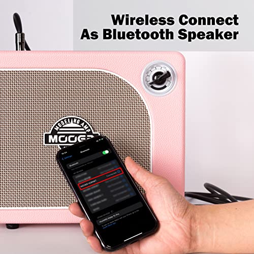 MOOER Guitar Amplifier Combo 15W, Practice Amp with 9 Digital Amp Models, 6.5" Speaker, Bluetooth, Headphone Output, for Electric/Acoustic Guitar and Bass - Hornet Pink - color: pink