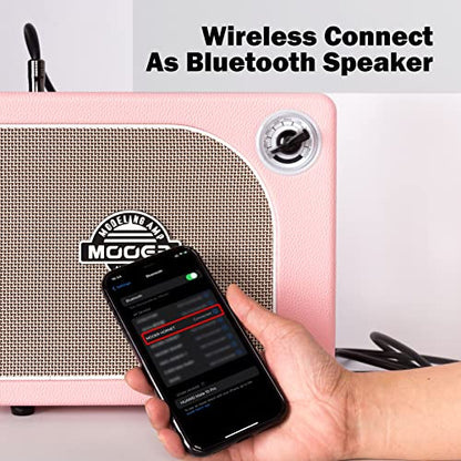 MOOER Guitar Amplifier Combo 15W, Practice Amp with 9 Digital Amp Models, 6.5" Speaker, Bluetooth, Headphone Output, for Electric/Acoustic Guitar and Bass - Hornet Pink - color: pink