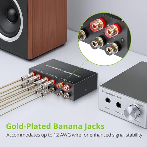 LiNKFOR 2-Way Speaker Switcher, Bidirectional 2 in 1 Out / 1 in 2 Out