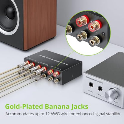 LiNKFOR 2-Way Speaker Switcher, Bidirectional 2 in 1 Out / 1 in 2 Out