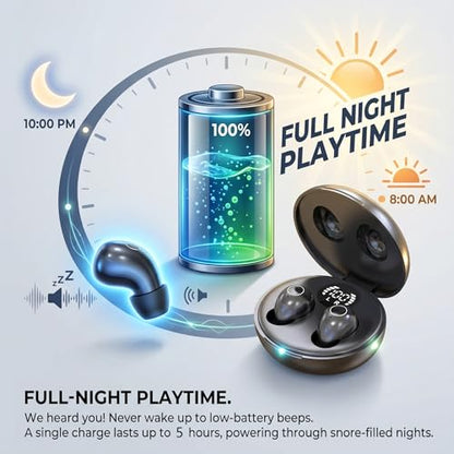 Sleep Earbuds for Side Sleepers, Ultra-Mini Wireless Bluetooth 5.4 Sleep Headphones, Hidden Noise Reducing Earplugs for Sleep, Work Invisible Ear Buds Headphones (Black) - color: Black