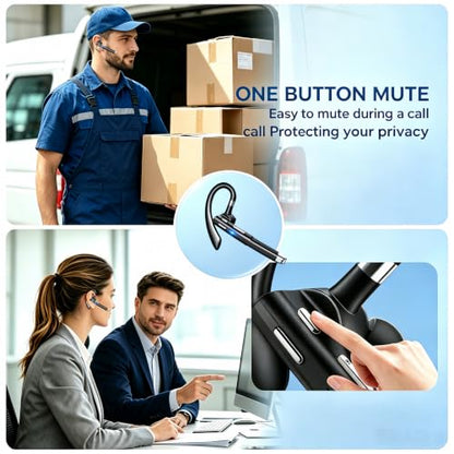 Hsility Bluetoth Headset with Mic for Office 270 Degree Rotatble Wireless Earbuds for Truck Driver - color: Black