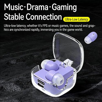 Mini Invisible Sleep Wireless Earbuds, ENC Call Noise Cancelling Ultra Low Latency Gaming Earphones for Side Sleepers Nap Work Travel White - color: White