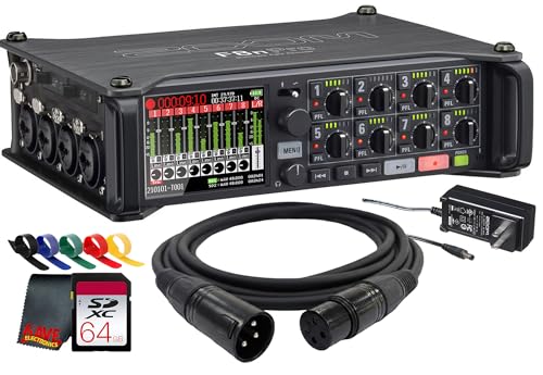 Zoom F8n Pro Professional Field Recorder/Mixer, Audio for Video, 32-bit/192 kHz Recording, 10 Channel Recorder, 8 XLR/TRS Inputs, Timecode, Ambisonics Mode, Battery Powered Bundle