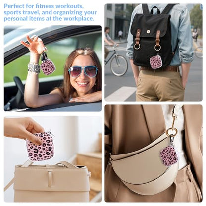 Unique Patterned Portable EVA Earbud Case with Carabiner | Printed Earbud Holder With Sturdy Carabiner, Multi-Use Storage For Earphones, Headphones, SD Cards & Small Electronic Chips - color: leopard print