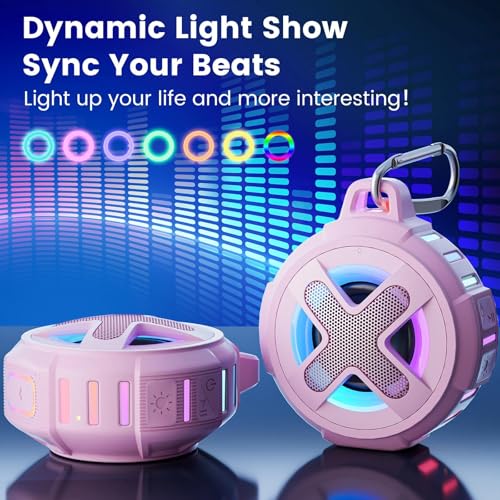 XLEADER X8(2 Gen) Upgraded, Bluetooth Shower Speaker, Certified IP67 Waterproof, 10W Pro Sound&Deep Bass, 24Hrs Playtime, Stocking Stuffers, White Elephant Gifts, for Teens Women, Pink - color: C-Pink