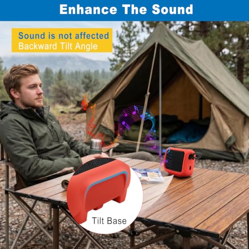 Silicone Case Cover for JBL Go 5 Portable Speaker(Red) | Travel Carrying Protective Pouch with Attach Straps for Bike Golf Cart Scooter - color: Red