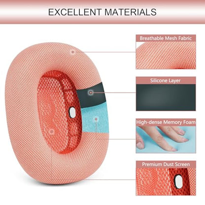 GEVO Upgraded Ear Cushions Replacement Earpads for AirPods Max 1 & 2 Headphones, Mesh Fabric Ear Pads Ear Covers Cups with Memory Foam and Magnet for AirPods Max 1 & 2 (Pink) - color: Pink