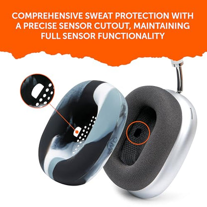 WC SweatZ Max - Patented Silicone Sweat Covers for AirPods Max 1 | Made by Wicked Cushions | (Does Not Fit AirPods Max 2). Sweatproof, Full Earpad Protection | Marble - color: Marble