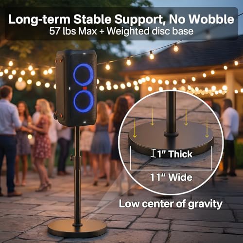Floor Speaker Stand for JBL PartyBox 310/320/330 Stand, Adjustable Height 24.4"-32.3", Heavy Duty Surround Speaker Stands for JBL PartyBox Stand with Reinforced Base, Supports Up to 57 Lbs, 1 Pack - size: For PartyBox 310/320/330