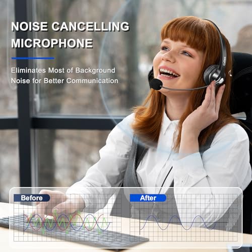 Callez Wired Computer Headset, 3.5mm Cell Phone Headset for iPhone Samsung | USB C Headphone with Mic Noise Cancelling for PC Laptop Mac, Zoom Teams Call Center Home Office Work, in-line Control - color: Black