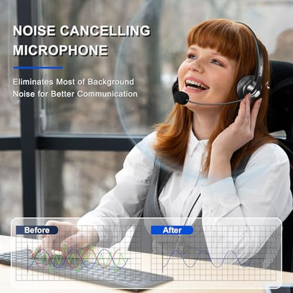 Callez Wired Computer Headset, 3.5mm Cell Phone Headset for iPhone Samsung | USB C Headphone with Mic Noise Cancelling for PC Laptop Mac, Zoom Teams Call Center Home Office Work, in-line Control - color: Black
