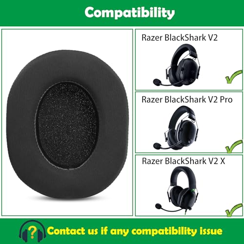 Cooling Gel Replacement Earpads Cushions Compatible with Razer BlackShark V2/BlackShark V2 Pro/BlackShark V2 X Gaming Headset Ear Pads with Cooling Gel Layer
