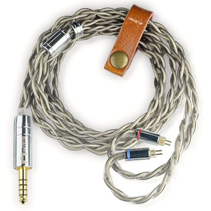 Premium IEM Earphone Audio Cable, Single Crystal Copper & Silver-Plated Hybrid Twisted, Balanced Upgrade Cable, Braided Hi-Fi Replacement Extension Cord 1.2M (2pin-0.78mm, 4.4mm)