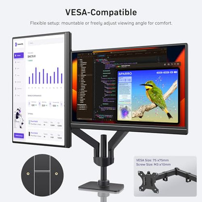 Anyuse 18.5" 100Hz FHD IPS USB-C HDMI Portable Monitor | 18.5" FHD IPS 100Hz, built-in stand & dual speakers, USB-C/HDMI, for PC/Phone/PS5/Xbox/Switch, travel gaming. - size: 18.5''
