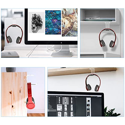Cosmos 2 Pcs Headphone Hanger Mount Under-Desk Headset Hanger Hook Earphone Holder Wall Mount Hooks with Adhesive Tape & Screw Set Compatible with PC Gaming DJ Headset, Acrylic (Transparent Clear) - color: Transparent Clear