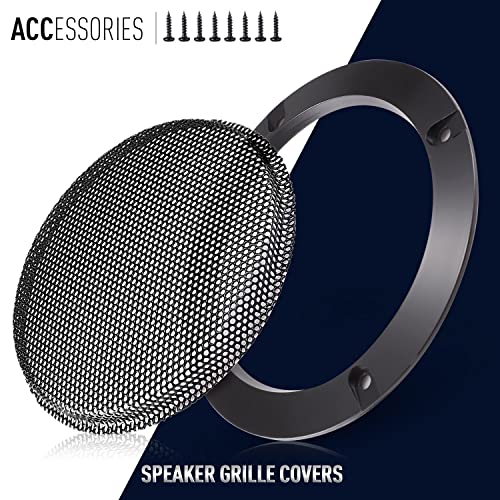 Facmogu 2PCS 6.5in Audio Speaker Mesh Cover, Speaker Protective Grille with Black Wire Mesh & Metal Glossy, Steel Mesh Speaker Cover with 8PCS Screws for Loudspeaker Mounting - color: Black, size: 6.5 Inch