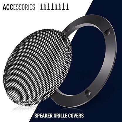 Facmogu 2PCS 6.5in Audio Speaker Mesh Cover, Speaker Protective Grille with Black Wire Mesh & Metal Glossy, Steel Mesh Speaker Cover with 8PCS Screws for Loudspeaker Mounting - color: Black, size: 6.5 Inch