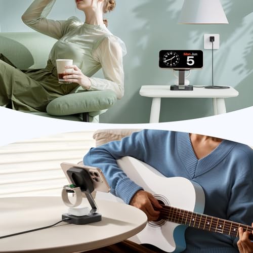 2026 Traveling Wireless Mag-Safe Fast Magnetic 3 in 1Charging Station | with iPhone 17 16 15 14 13 12 Pro Max Plus,Apple Watch Series & Air pods 4 3 2 Pro-Gifts for Wife & Husband(Black) - color: Black