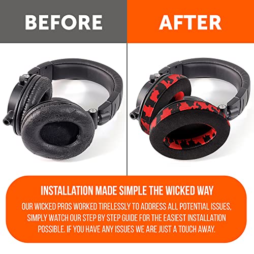 WC PadZ Velour - Earpads for Audio Technica, HyperX, Arctis & More | Made by Wicked Cushions | Extra Thick | Also fits Logitech G Pro X & 50+ Additional Models | Red Camo - color: Red Camo