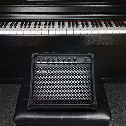 Donner DKA-20 Keyboard Amplifier 20 Watt Keyboard AMP with Aux in and Two Channels, Bass Guitar Amp, Piano Amplifier, Electronic Drum Speaker Support for Microphone Input - color: Black
