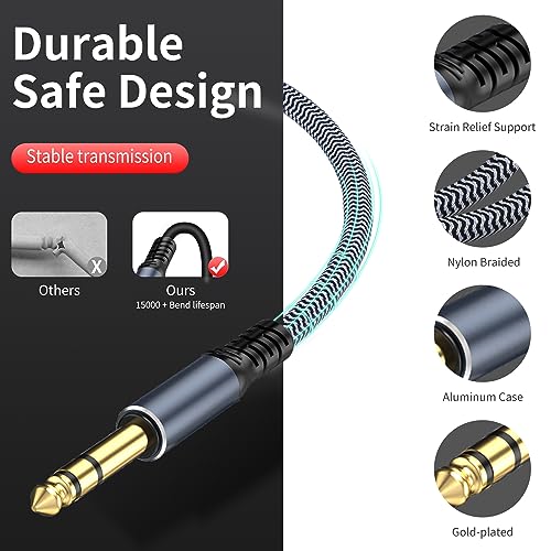 1/4 inch Extension Cable 1.5ft, 1/4" inch Male to Female Stereo Headphone Guitar Extension Cable - size: 1.5ft