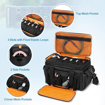 Carry Bag Compatible with Behringer X-AIR Series Mixers XR12, XR16, XR18 | Mixer Double Layer DJ Gig Bag, with Multiple Pockets for Accessories, Audio Case with Shoulder Strap, Padded, Black