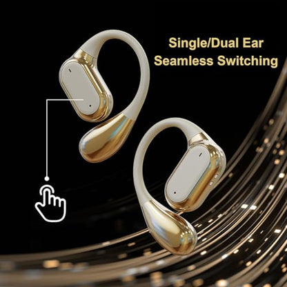 Dpofirs Wireless Earhook Earbuds, Sports Bluetooth Headphones ENC Noise Cancellation, HiFi Sound Over Ear Earphones 60H Playtime for Cycling Running Workout (Gold) - color: Gold