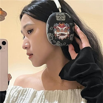 Case Compatible with AirPods Max Headphones, Cute Anime Lion Soft TPU Anti-Scratch Protective Ear Cup Covers Headphone Cases for Woman Kids Man - color: Black Lion