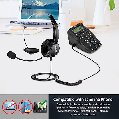AGPtek® Call Center Dialpad Headset Telephone with Tone Dial Key Pad & REDIAL