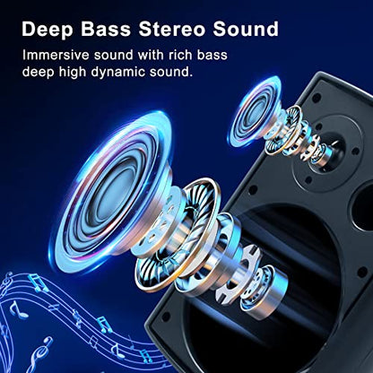 Herdio 6.5 inch 800W Outdoor Bluetooth Speakers Waterproof Wall Mounted Sound System with Multifunctional Amplifier, Powerful Bass & Stereo Sound, Easy to Install, for Patio Deck Porch (2 Pairs Black) - color: Black