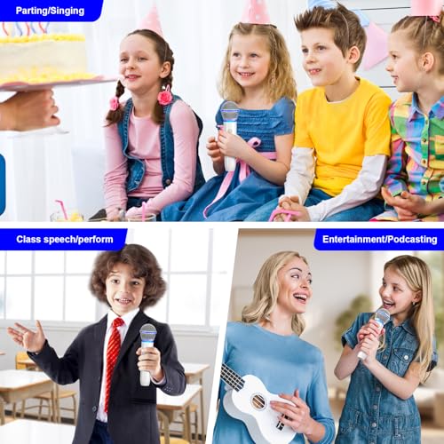 Wireless Microphone with Rechargeable Receiver,UHF Dynamic Handheld Karaoke Mic,100ft Range, for Amplifier Speaker, Mixer,Singing, Party,Speech