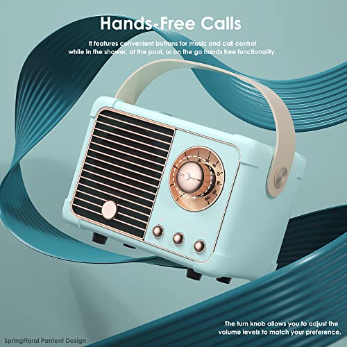 Retro Bluetooth Speaker, Small Speaker Bluetooth Wireless, Blue - color: Sky Blue
