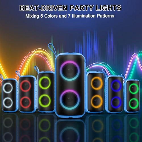 Hupoaf Bluetooth Speaker, 2026 New Portable Wireless Speaker IP7 Waterproof | 6D Loud Sound, HD Call, RGB Lights, 12H Playtime for Home/Party/Outdoor/Beach, Electronic Gadgets, Birthday Gift - color: Dark Blue