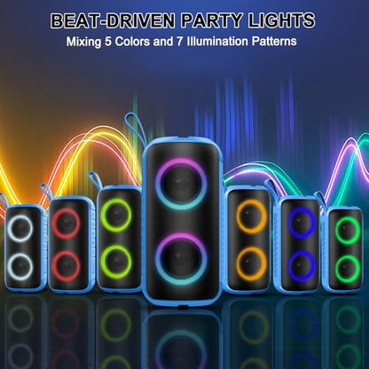 Hupoaf Bluetooth Speaker, 2026 New Portable Wireless Speaker IP7 Waterproof | 6D Loud Sound, HD Call, RGB Lights, 12H Playtime for Home/Party/Outdoor/Beach, Electronic Gadgets, Birthday Gift - color: Dark Blue