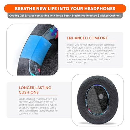 WC Freeze Stealth Pro - Cooling Gel Earpads for Turtle Beach Stealth Pro 1 | Made by Wicked Cushions | Boost Comfort, Durability, Thickness & Sound Isolation | 90's Black - color: 90's Black