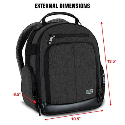 USA Gear VR Headset Backpack Travel Case Fits Meta Quest 3S, 3, 2, Controllers and Accessories - Virtual Reality Gaming Bag with Customizable Interior Dividers, Padded Backpack Straps (Black) - color: Black
