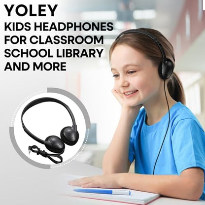 Classroom Headphones Bulk 25 Pack Class Set for School Students Kids and Adult -Sturdy Wired 3.5mm Plug (Black, 25 Pack) - color: Black, size: 25 Pack