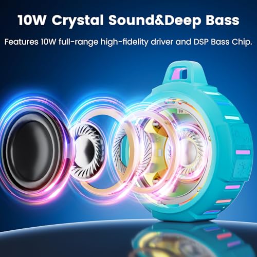 XLEADER X8(2 Gen) Upgraded, Bluetooth Shower Speaker, Certified IP67 Waterproof, 10W Pro Sound&Deep Bass, 24Hrs Playtime, Stocking Stuffers for Teens Men, White Elephant Gifts, Teal - color: B-Teal