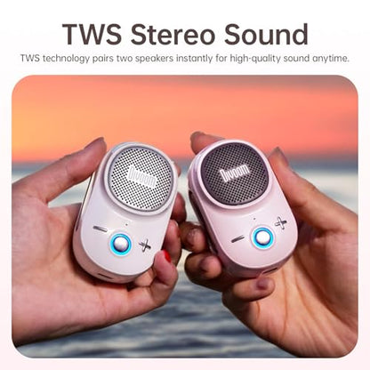 Divoom Itour-S Wearable Bluetooth Speaker, IP67 Clip-On, 10H Playtime, Pink | Waterproof, Dustproof, Travel, Work, Golf, Gift Idea & Outdoor Audio - color: pink