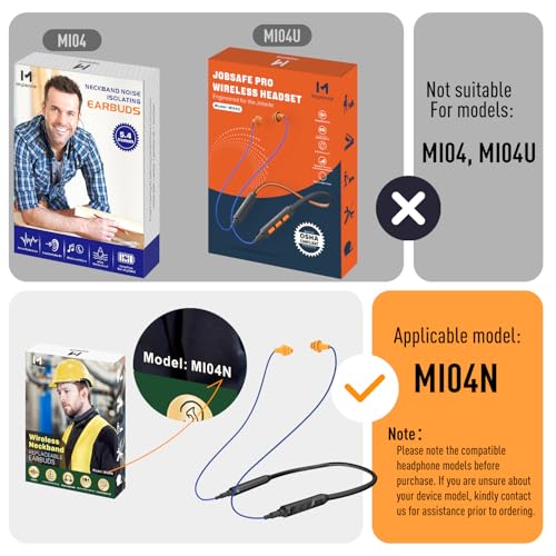 2pcs Replacement Work Earbuds Cables for Model#MI04N Wireless Neckband Replaceable Earbuds (Blue & Yellow - color: Blue & Yellow