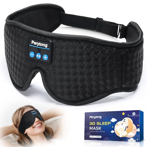 Perytong Sleep Mask with Bluetooth 5.4 Headphones, Wireless Music Sleep Eye Mask for Side Sleepers, 3D Contoured Comfort & Built-in HD Stereo Earphones, Blackout for Travel (Carbon Black) - color: Carbon Black