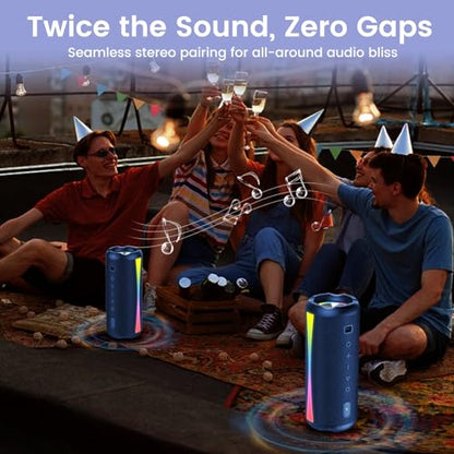 Bluetooth Speaker Wireless, 2026 Bluetooth Wireless Speaker 5.4 with 30H Playtime Deep Bass, IPX7 Waterproof, TWS Pairing, Portable Speaker for Birthday Gift - color: Blue