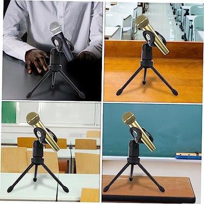 Generic 2pcs Microphone Stand Tripod Portable Plastic Table Holder for Conferences Live Streaming and Recording Lightweight Design for Easy Setup and Use