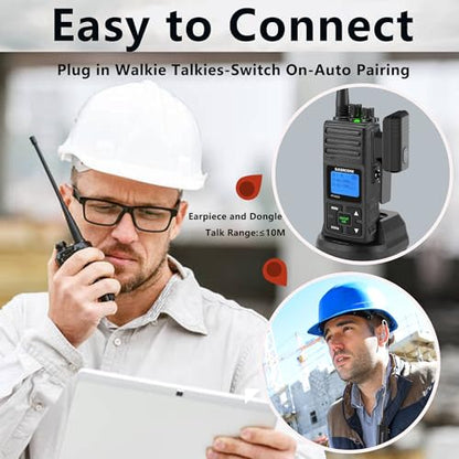 SAMCOM BTEAR01 Wireless Headset Earpiece Ear piece Clear Acoustic Tube | with PTT Microphone Mic 2 Pin Dongle 10 Working Hours for K plug FPCN30A/FPCN10A Radios,Radios Not Include - size: Wireless Earpiece