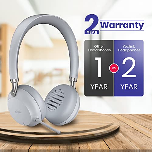 Yealink BH72 Bluetooth Headset UC with Charging Stand, USB-A (Grey) - GTW Bundle Yealink Wireless Headset with Global Teck Microfiber Cloth - Compatible for Office and Home Use - color: Grey - w/ Charging Stand, size: UC Version
