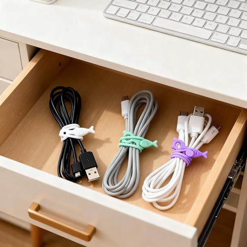 Silicone Cable Ties, Cable Cord Organizer Straps for Charging Wire