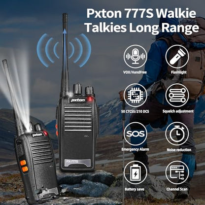 777S 10 Pack walkie talkies Rechargeable Long Range for Adults with Earpieces and Li-ion Battery,Two Way radios has VOX/TOT/Emergency Alarm/Battery Low Alert/Flashlight/Scan Function - style: 777S10-pack